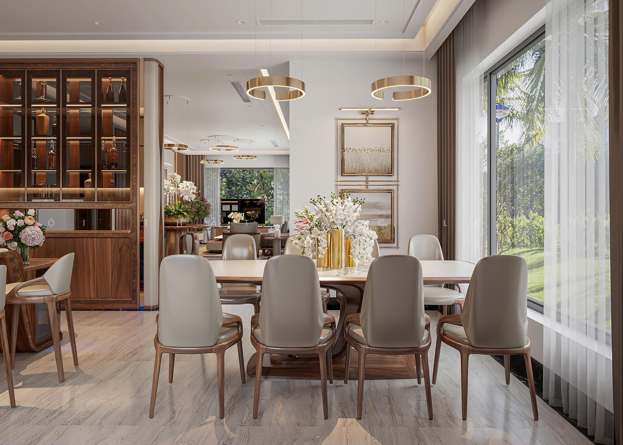 Mộc Lê Gia thiết kế phòng bếp gỗ óc chó