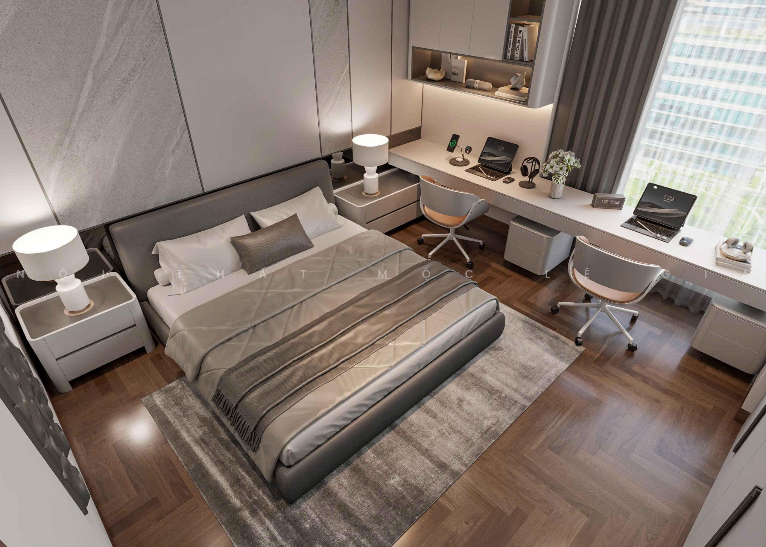 Mộc Lê Gia thiết kế phòng ngủ gỗ công nghiệp