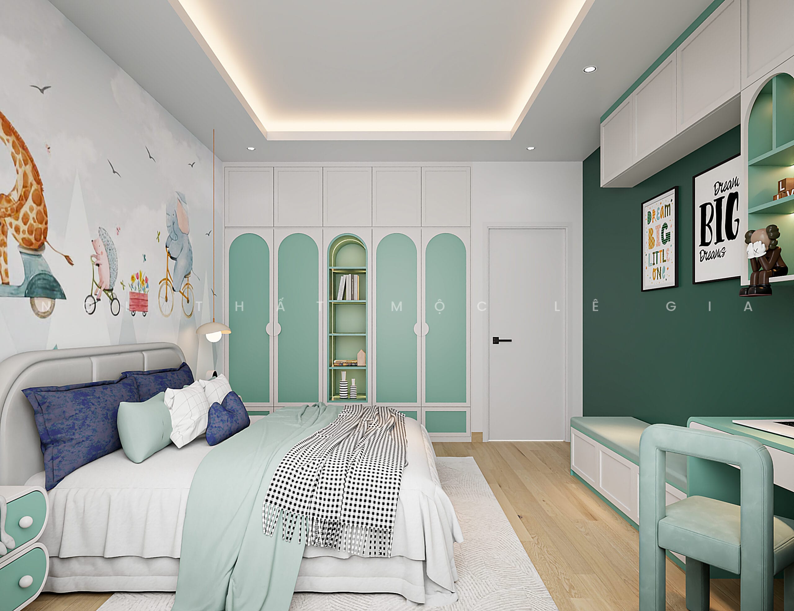 Mộc Lê Gia thiết kế phòng ngủ gỗ công nghiệp