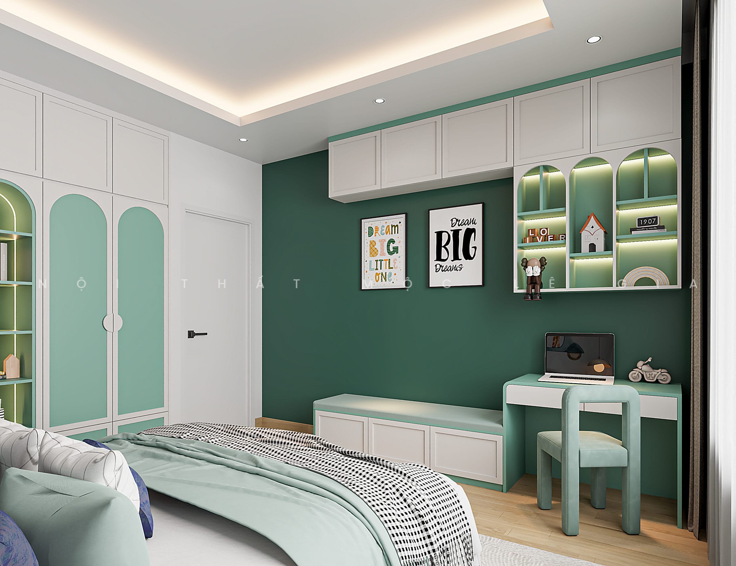 Mộc Lê Gia thiết kế phòng ngủ gỗ công nghiệp