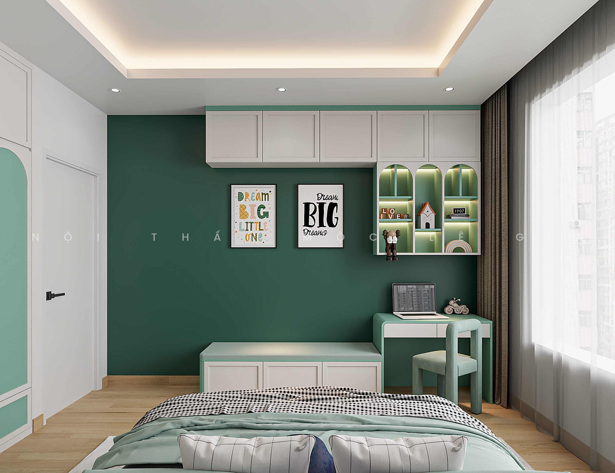 Mộc Lê Gia thiết kế phòng ngủ gỗ công nghiệp