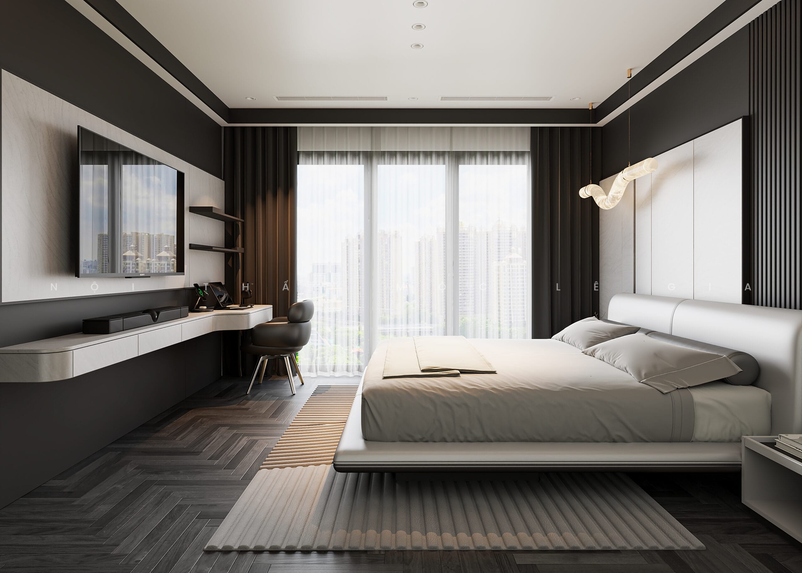 Mộc Lê Gia thiết kế phòng ngủ gỗ công nghiệp