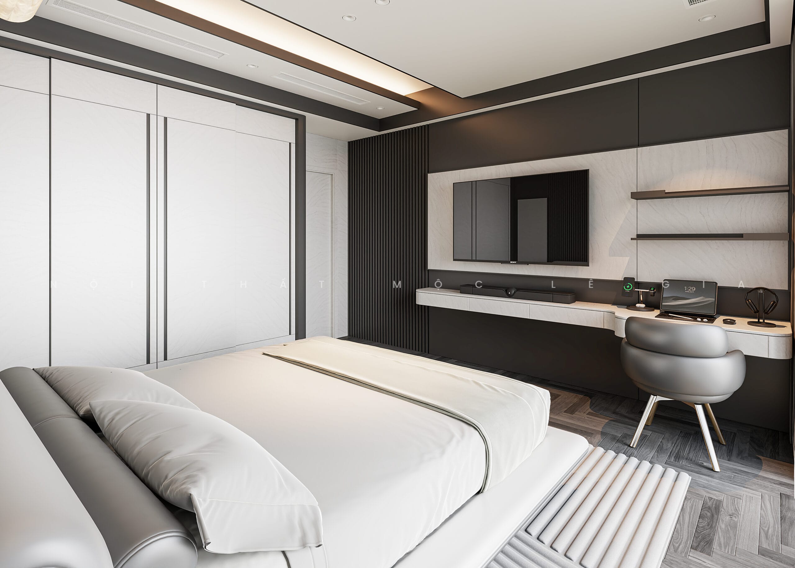 Mộc Lê Gia thiết kế phòng ngủ gỗ công nghiệp