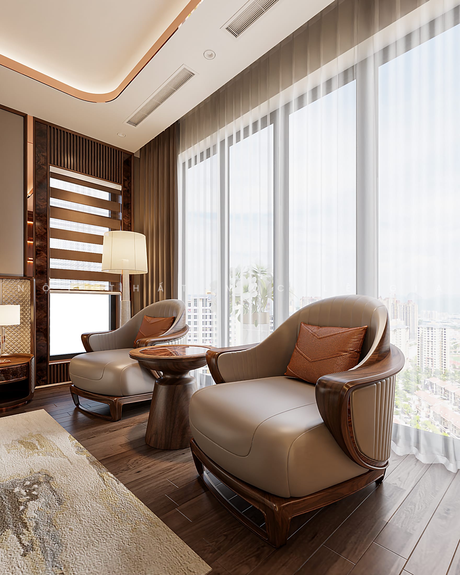 Mộc Lê Gia thiết kế phòng ngủ gỗ óc chó