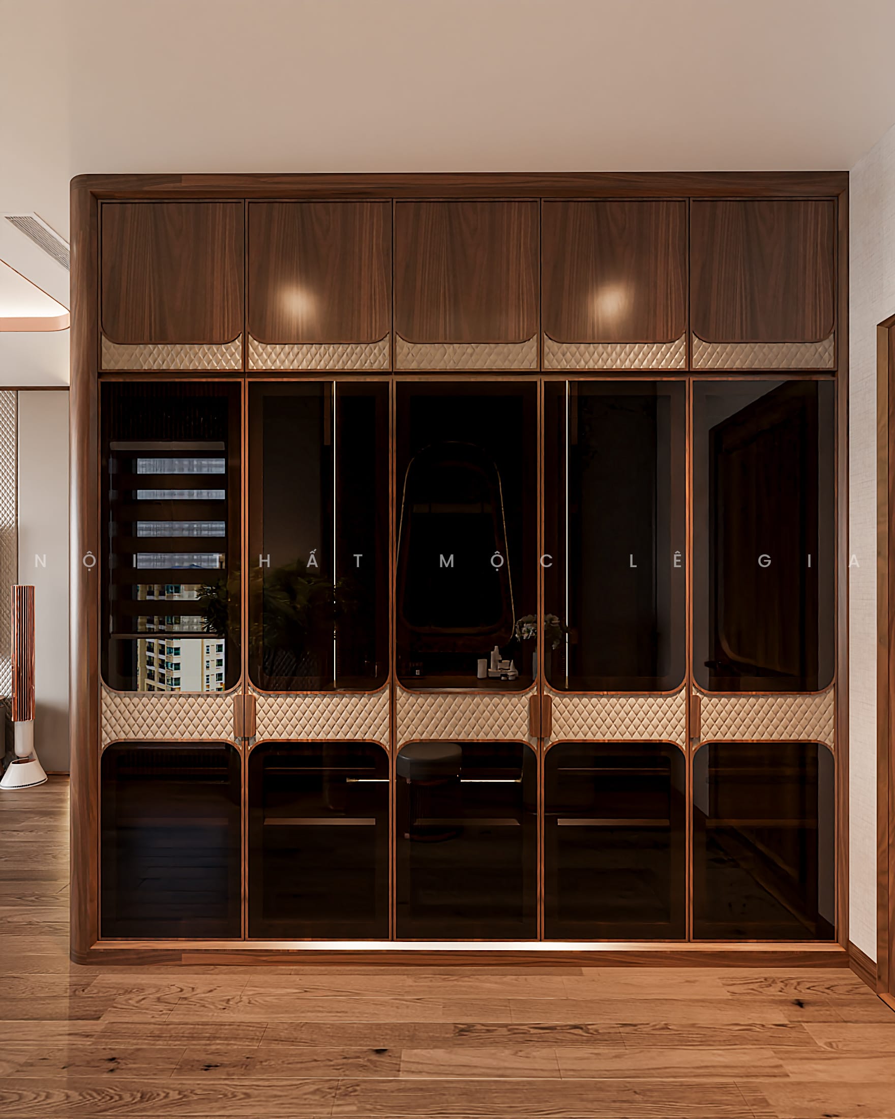 Mộc Lê Gia thiết kế phòng ngủ gỗ óc chó