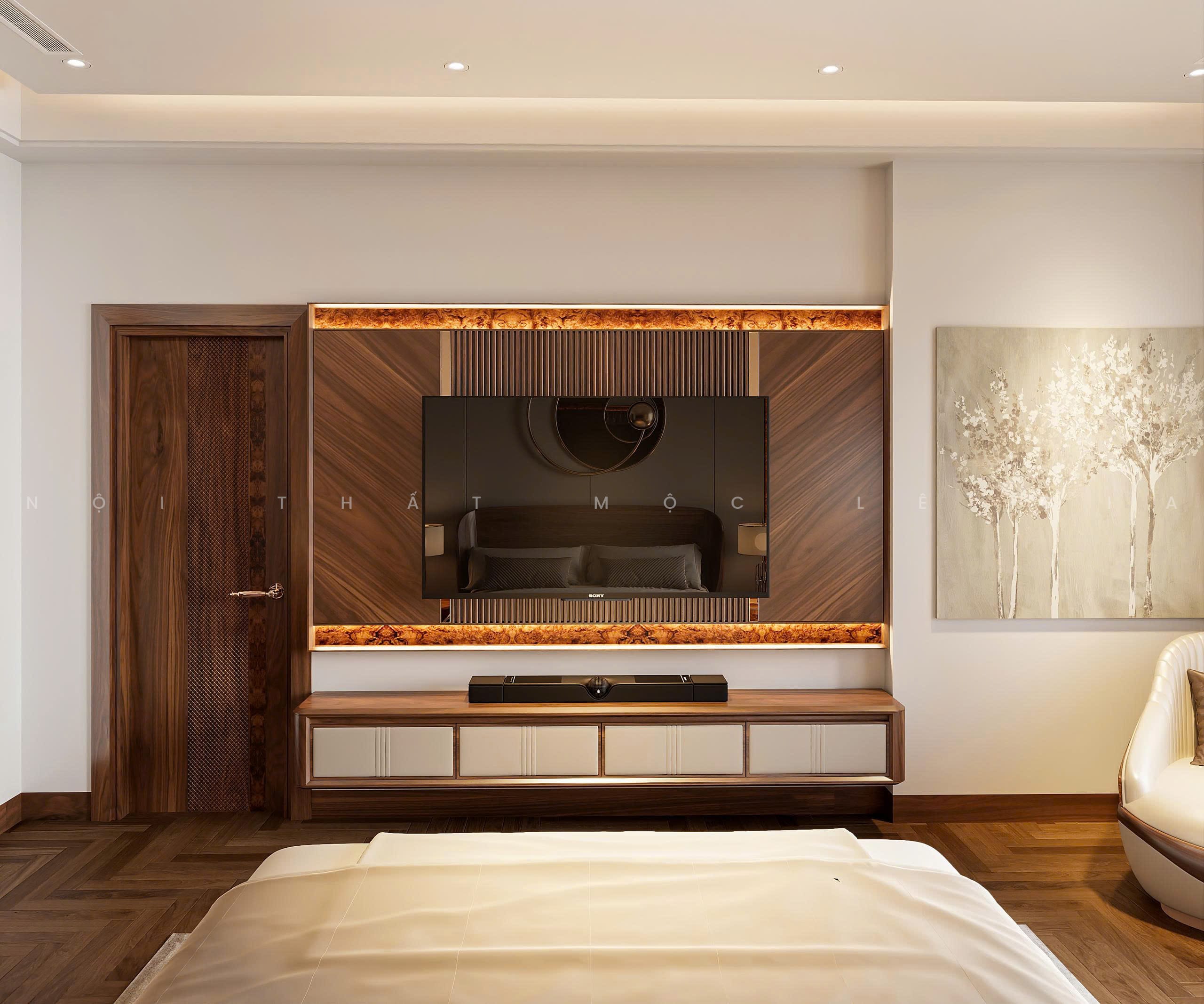 Mộc Lê Gia thiết kế phòng ngủ gỗ óc chó