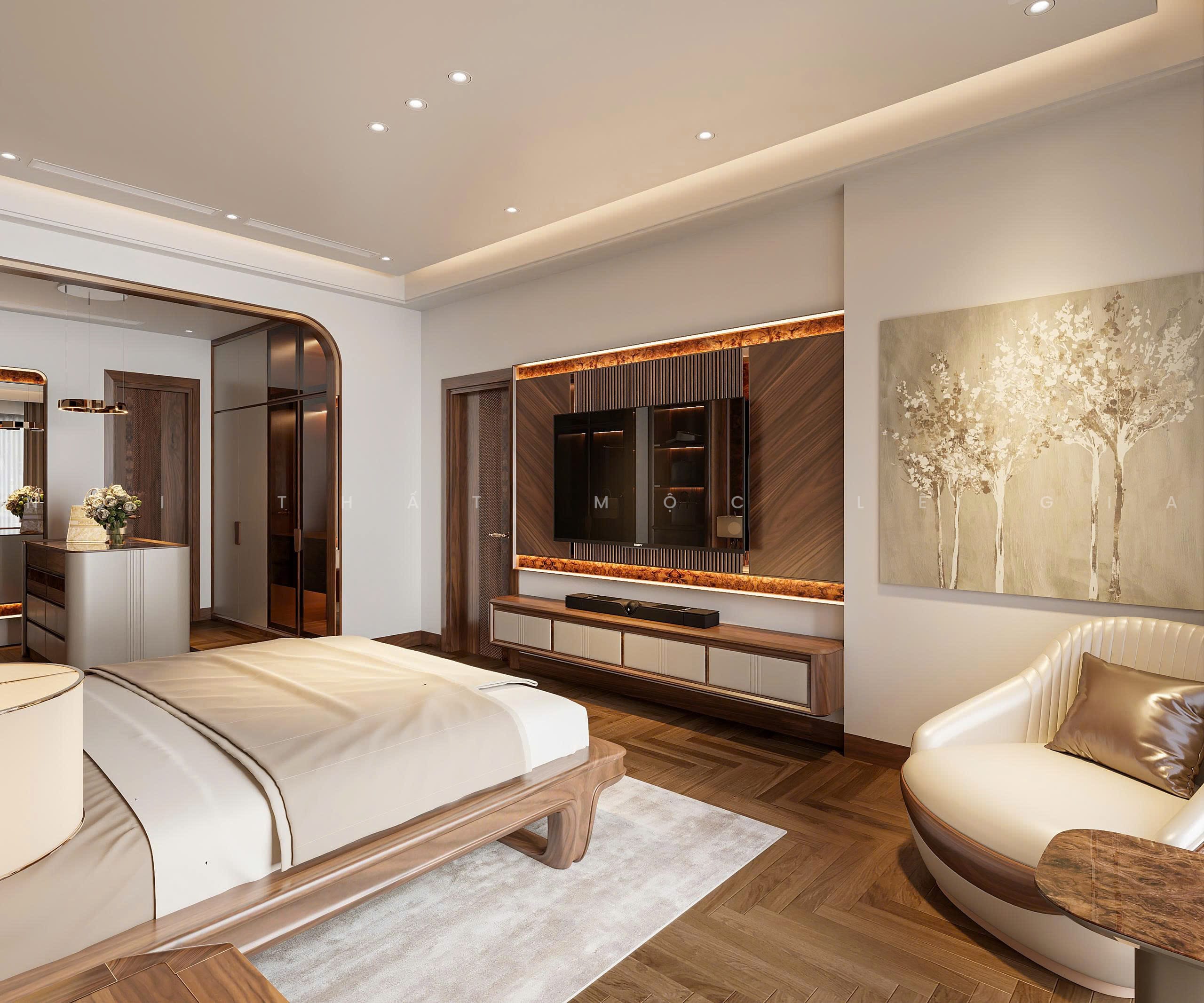 Mộc Lê Gia thiết kế phòng ngủ gỗ óc chó