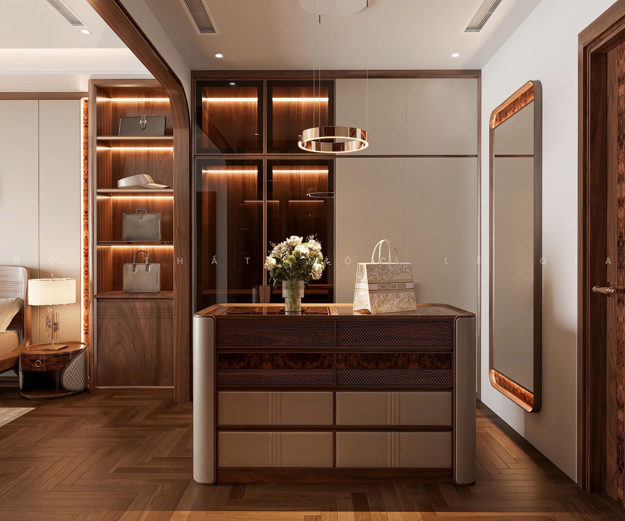 Mộc Lê Gia thiết kế phòng ngủ gỗ óc chó