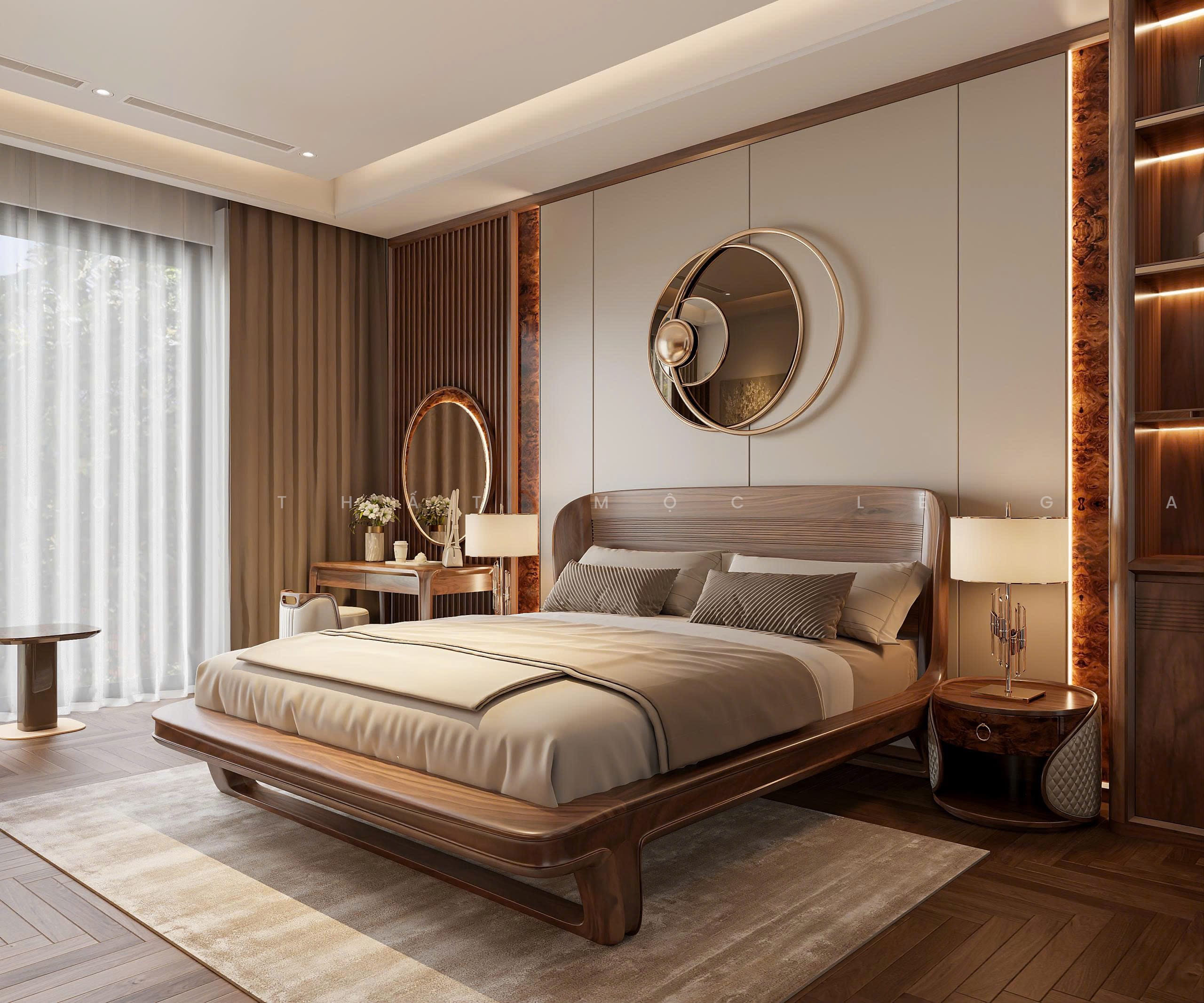 Mộc Lê Gia thiết kế phòng ngủ gỗ óc chó