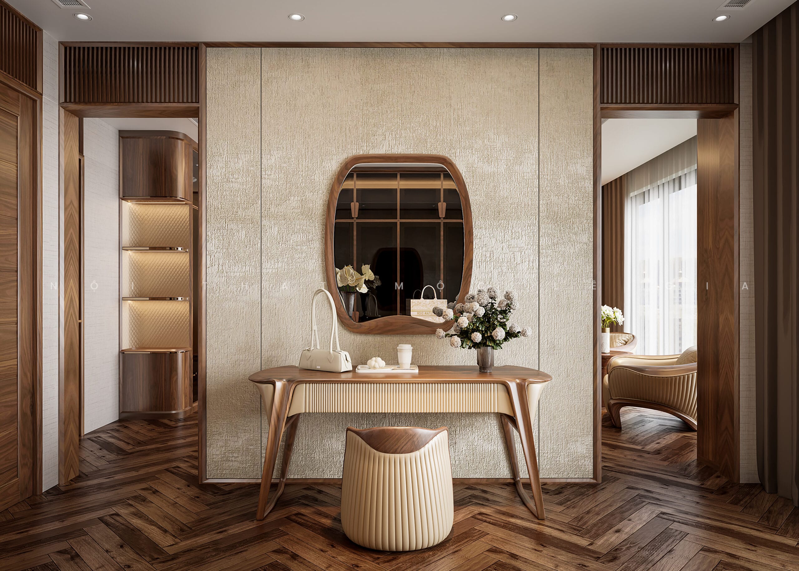 Mộc Lê Gia thiết kế phòng ngủ gỗ óc chó