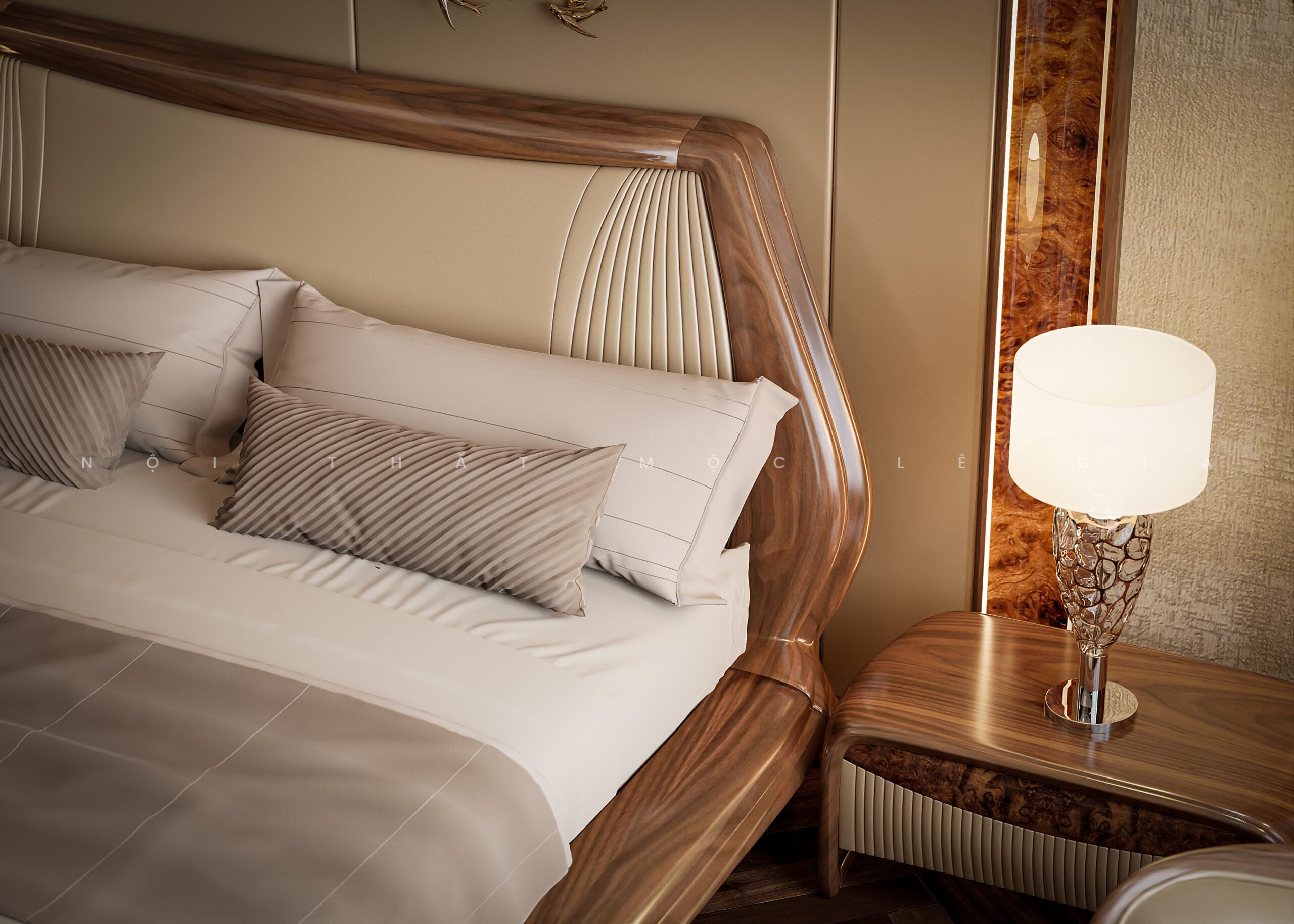 Mộc Lê Gia thiết kế phòng ngủ gỗ óc chó