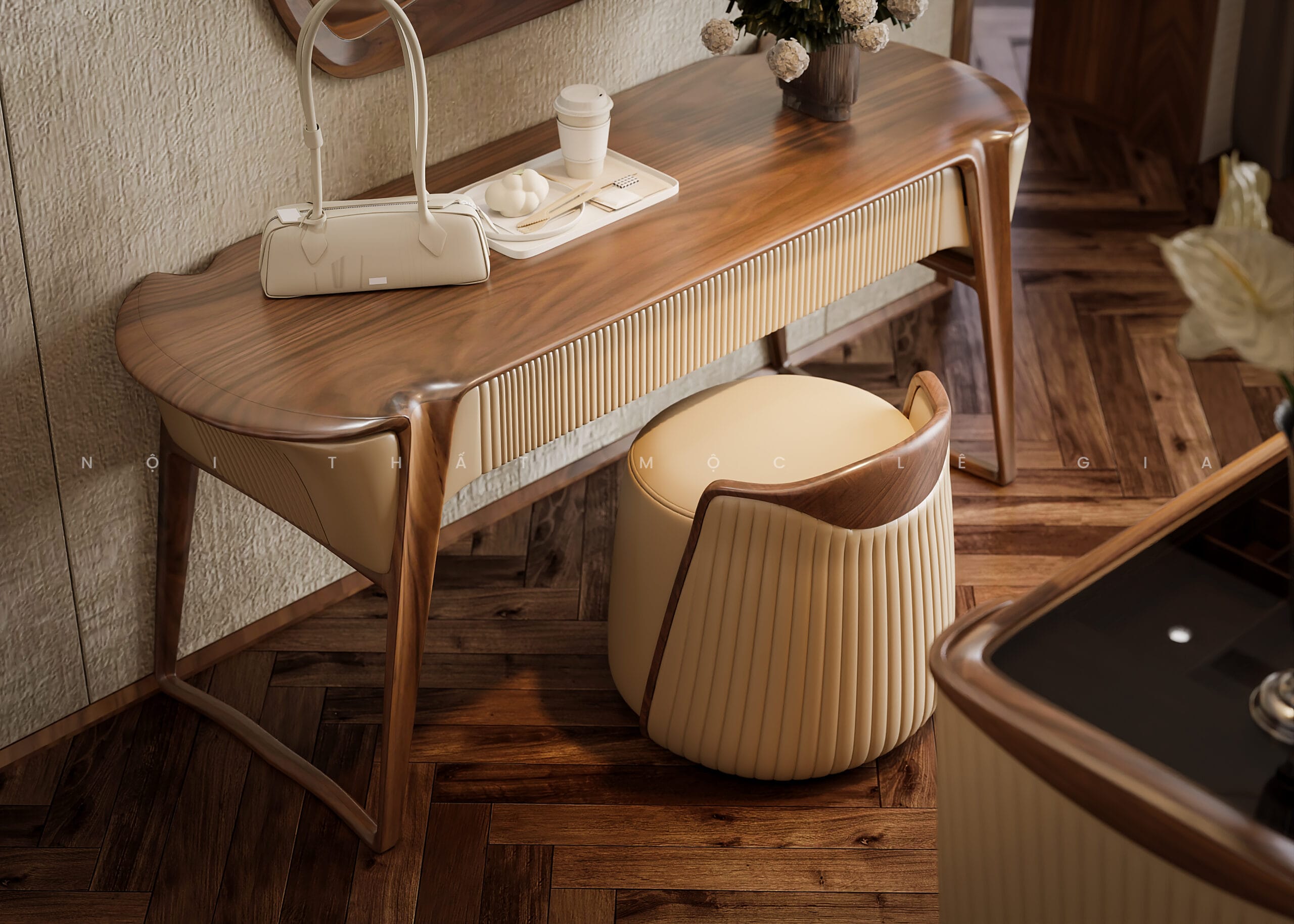 Mộc Lê Gia thiết kế phòng ngủ gỗ óc chó