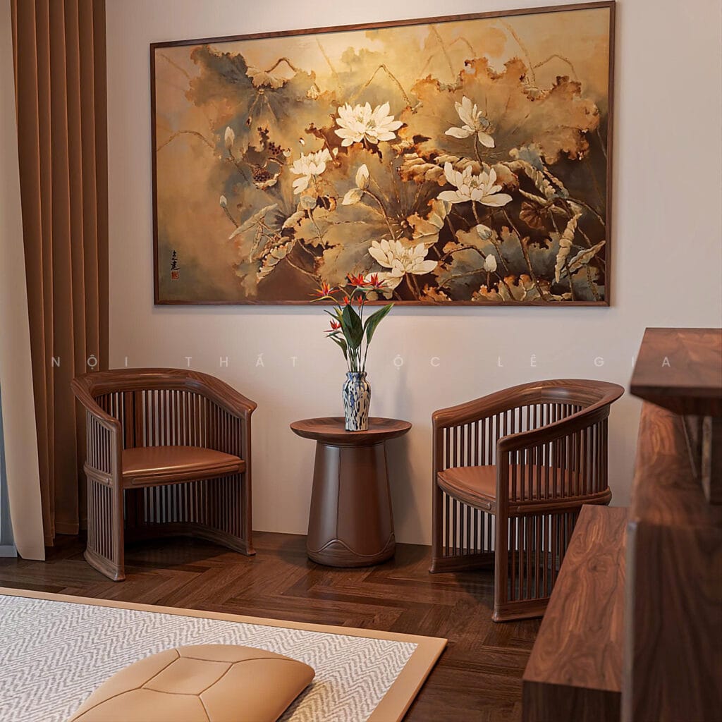 Mộc Lê Gia thiết kế phòng thờ gỗ óc chó