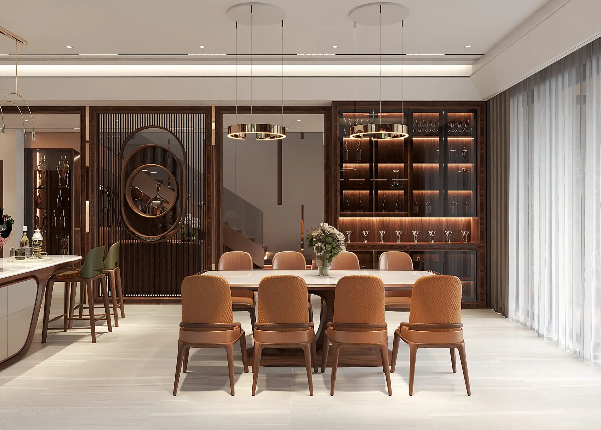 Thiết kế phòng bếp gỗ óc chó Mộc Lê Gia