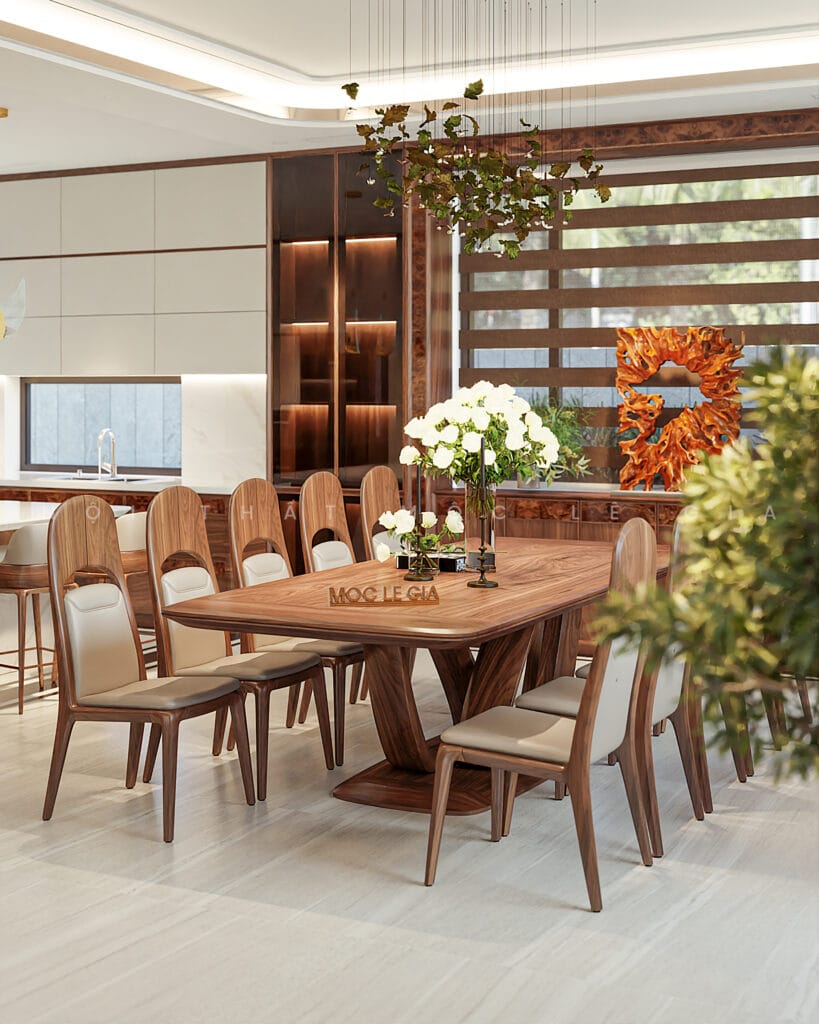 Thiết kế phòng bếp gỗ óc chó Mộc Lê Gia