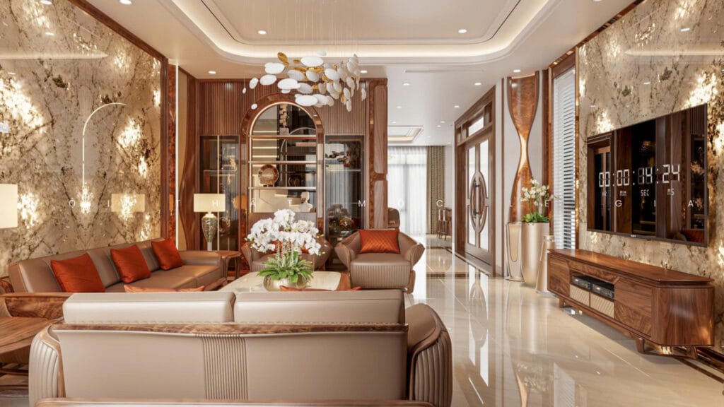 Phòng khách biệt thự KĐT Vinh Tân