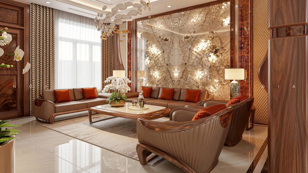 Phòng khách biệt thự KĐT Vinh Tân